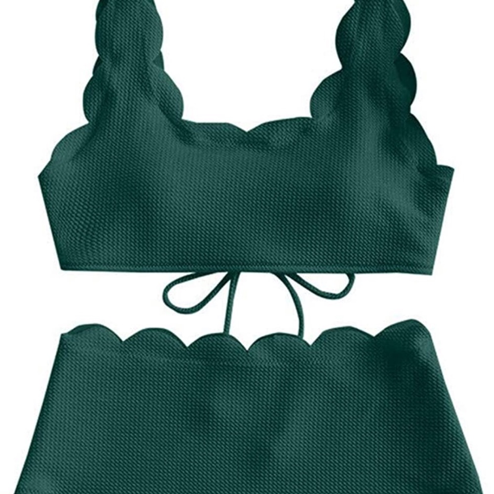 Scalloped high waisted bikini